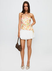 Heidan Strapless Top Red Floral