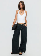 Supercut Low Rise Baggy Pleat Jeans Grunge Wash