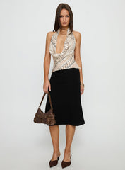 Cassendra Halter Scarf Top Cream Polka Dot