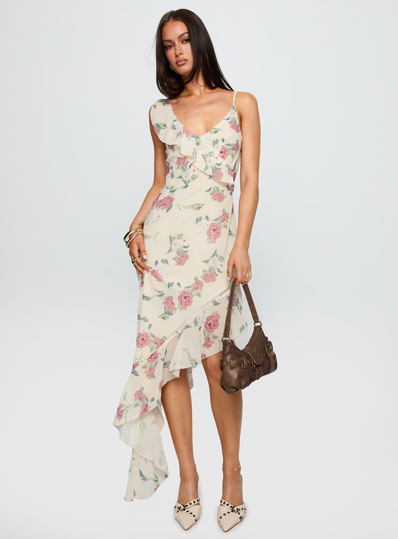 Chrysalis Asymmetrical Midi Dress Multi Floral