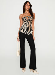 I Wonder Strapless Cut Out Top Tiger
