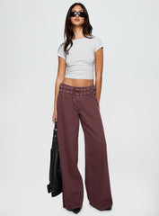 Baccarat Mid Rise Wide Leg Belted Pant Chocolate