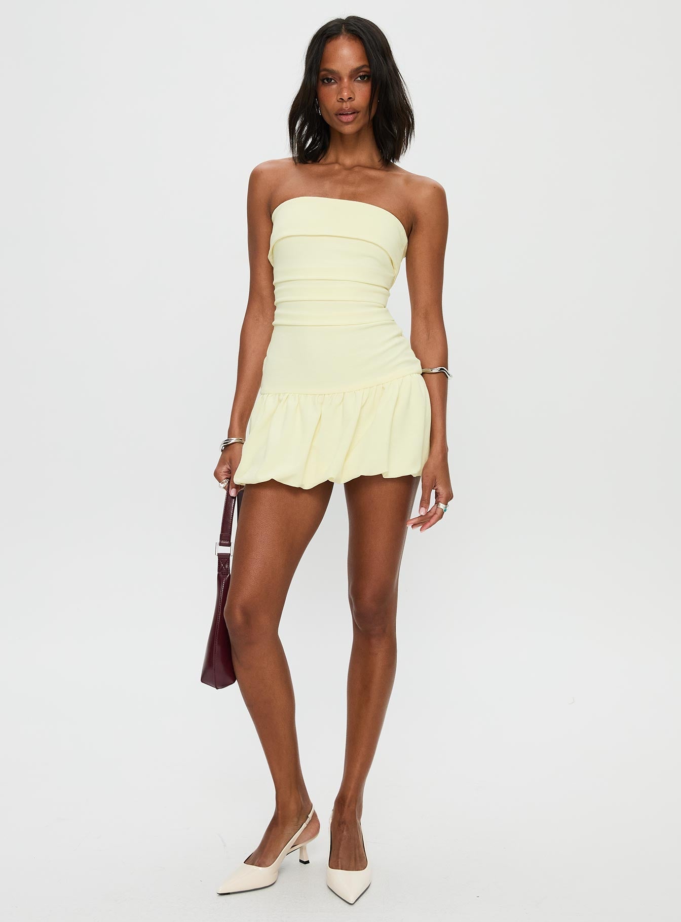 Mousse Strapless Mini Dress Lemon Tall
