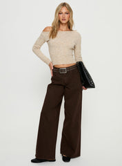 Naylor Mid Rise Wide Leg Jeans Brown