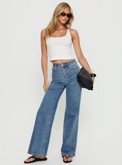 Thearlie High Rise Flared Jeans Mid Blue Wash