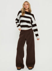 Corlie Crew Neck Knit Sweater Brown Stripe