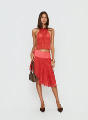 Legacy Midi Skirt Tomato Polka
