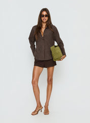 Ivara Long Sleeve Shirt Brown Stripe