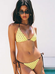 Jenner Triangle Bikini Top Yellow / Polka Dot