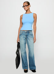 Picasso Mid Rise Straight Leg Jeans Mid Blue
