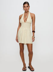 Alivea Shirred Mini Dress Cream