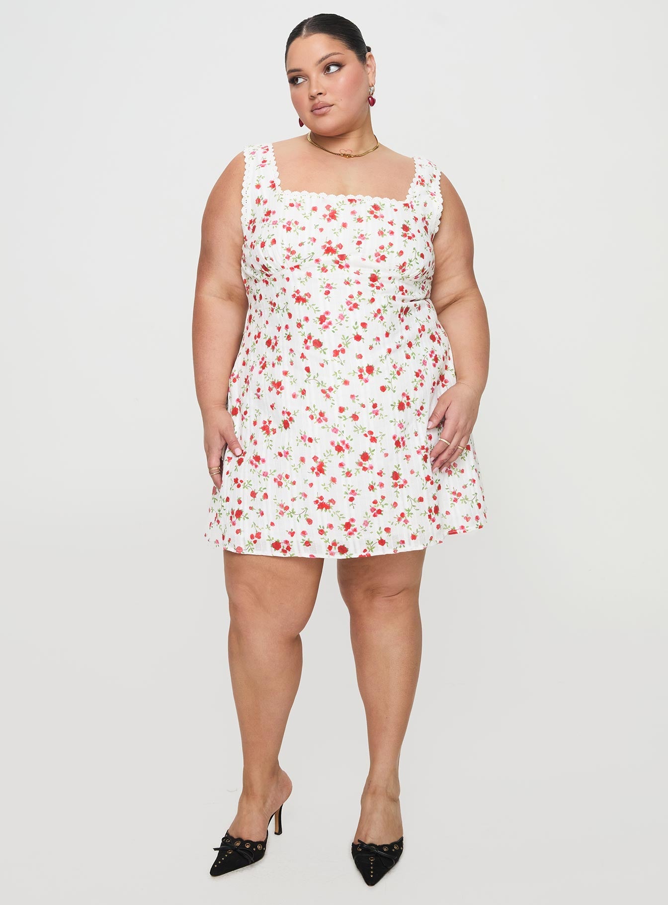 Dasha Mini Dress White Floral Curve