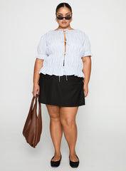 Alistair Bow Tie Top Blue / White Stripe Curve