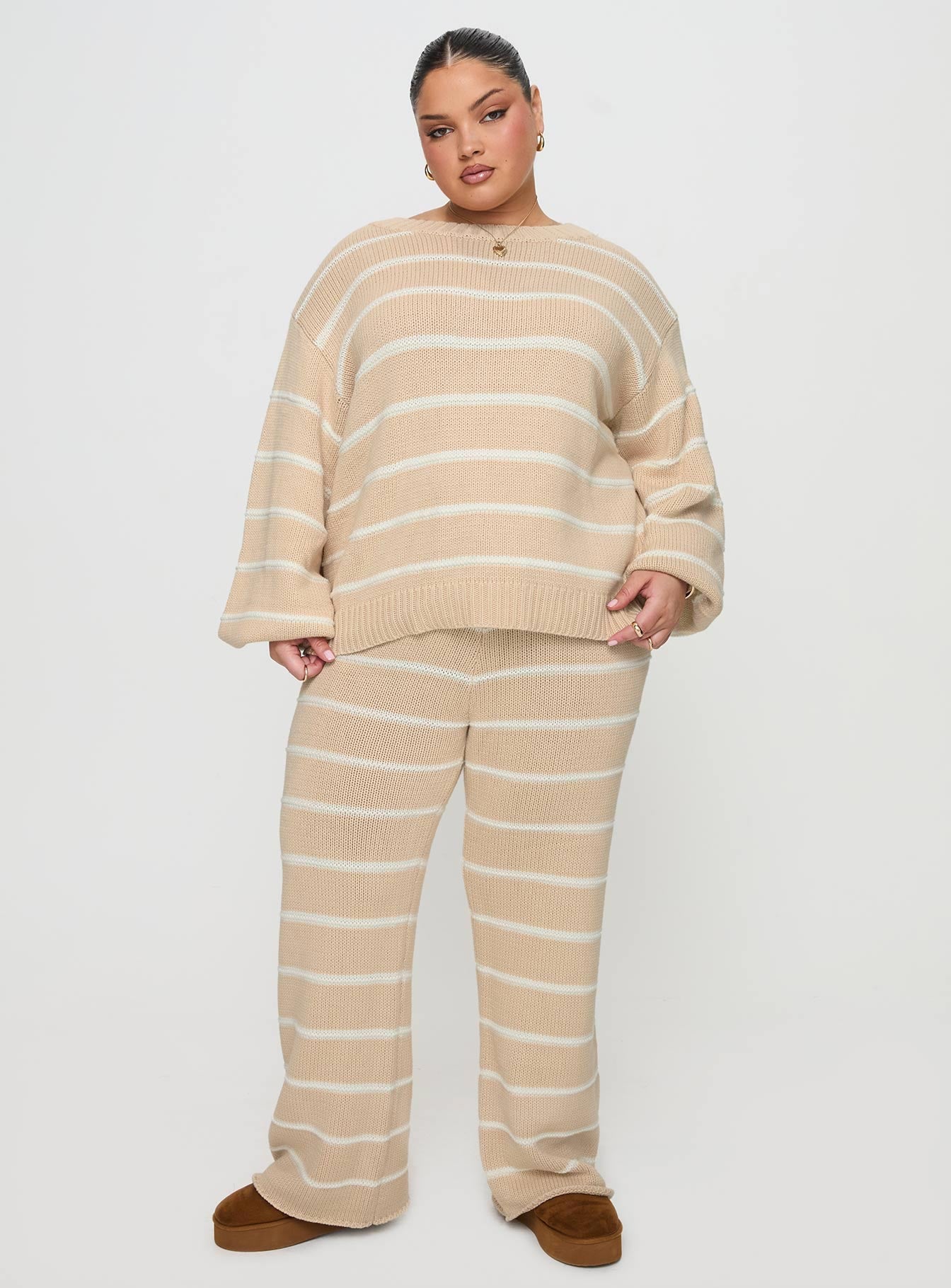 Read Your Mind Knit Sweater Cream Stripe