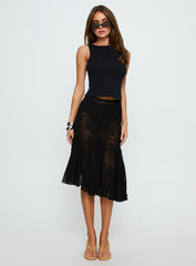 Mellissa Sheer Textured Midi Skirt Black