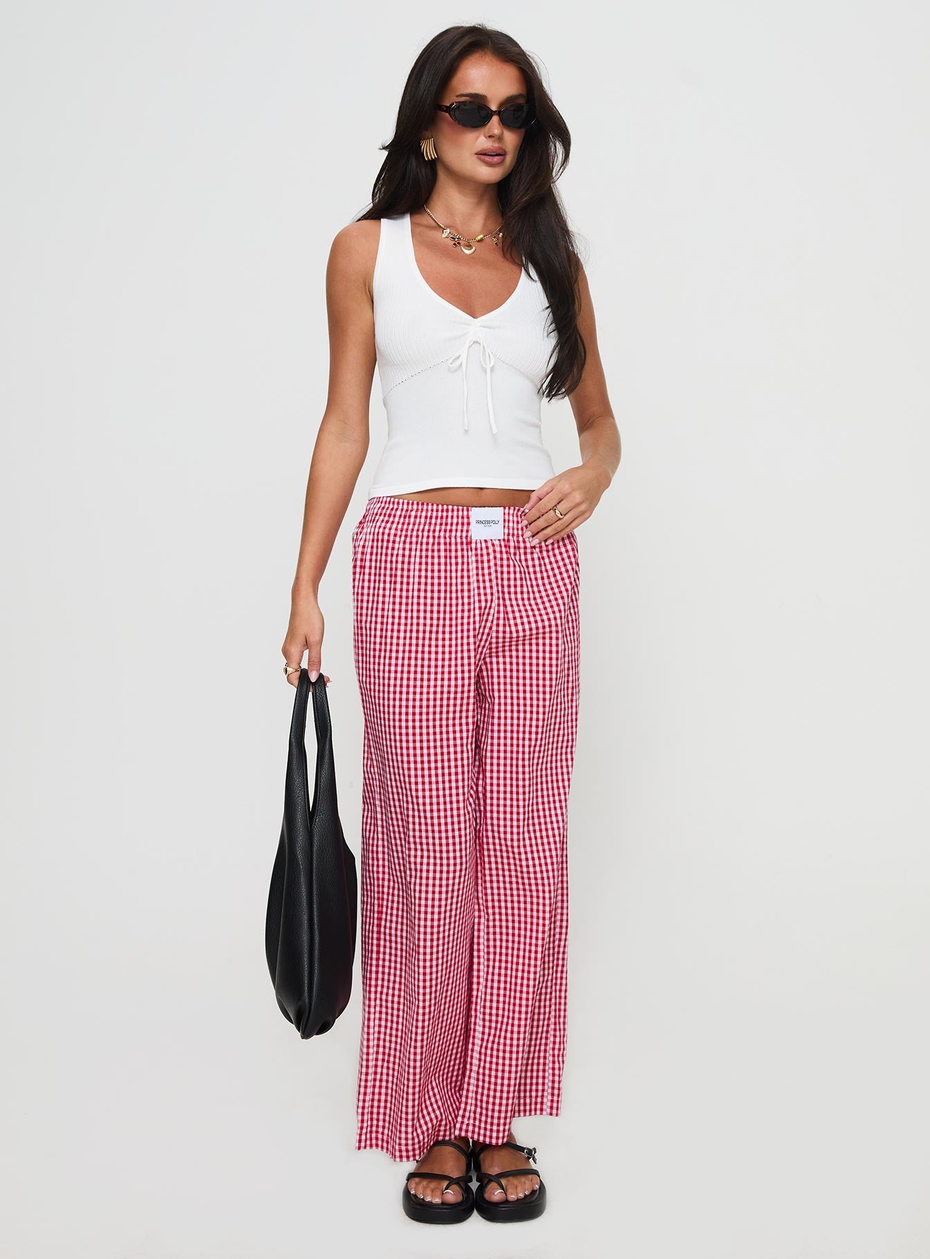 Beach House Pants Red Gingham