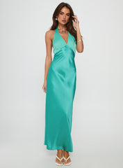 Annalia Scarf Tie Maxi Dress Aqua