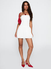 Anemone Bubble Hem Mini Dress White