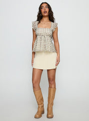 Another Day Knit Pleat Mini Skirt Butter Yellow