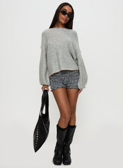 Baby I'm Back Knit Sweater Grey / Pink