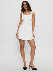 Aurelise Shirred Mini Dress White