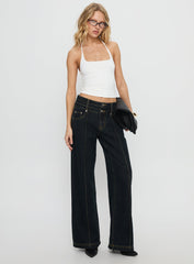 Hannalee Low Rise Wide Leg Cargo Jeans Grunge Wash