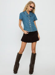 Ellix Button Up Top Blue Denim