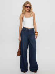 Naylor Mid Rise Wide Leg Jeans Mid Blue Denim Tall