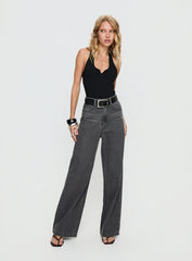 Nicolo High Rise Straight Leg Jeans Washed Grey