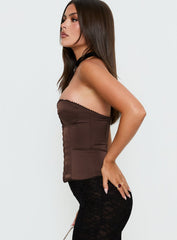 Jazzy Strapless Corset Top Chocolate