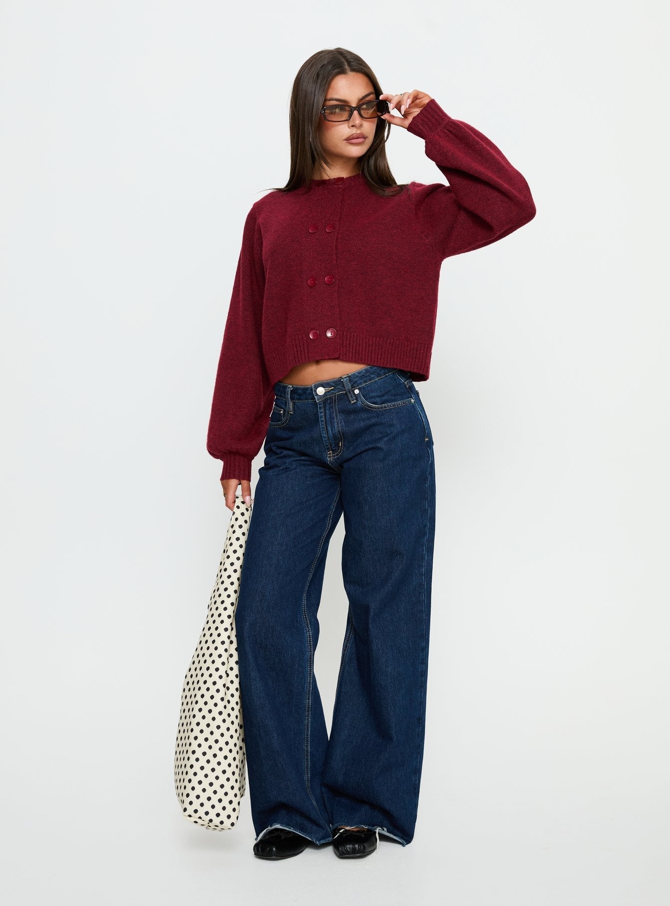 Kammi Button Up Cardigan Red