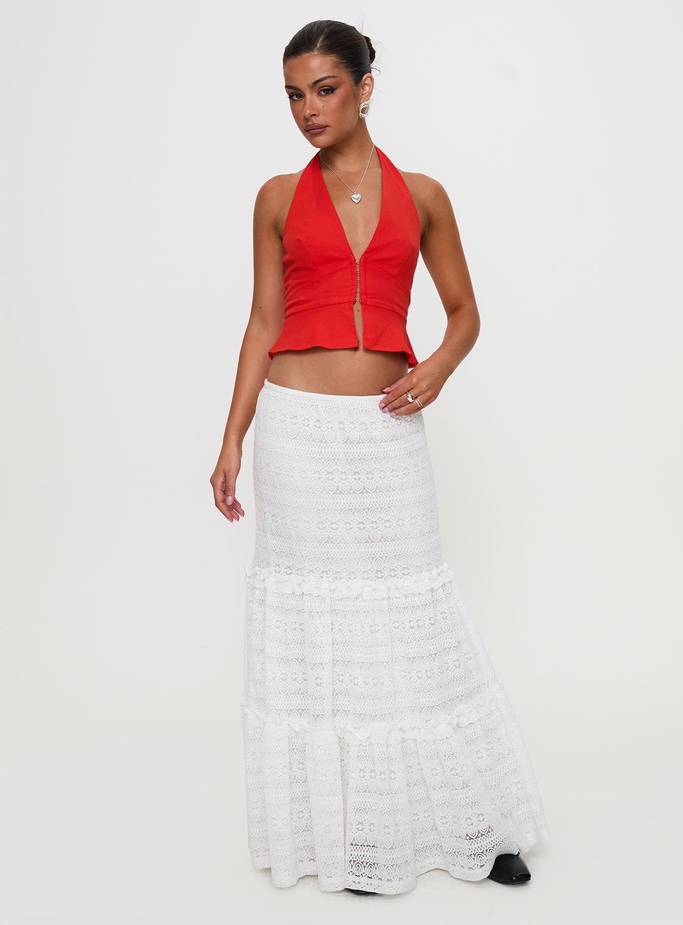 Buttacupe Lace Maxi Skirt White