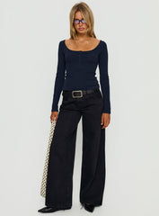 Supercut Low Rise Baggy Pleat Jeans Washed Black