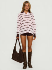 Aleka Rugby Long Sleeve Jersey Pink / Brown Stripe