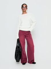 Reannon Wide Neck Knit Sweater White