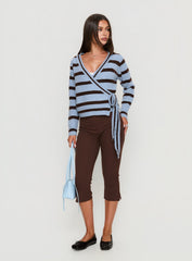 Andras Wrap Knit Sweater Blue Stripe