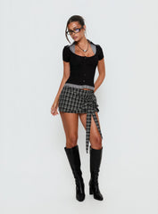 Sarielle Wrap Mini Skort Black Plaid