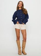 Dorah Boxy Cardigan Navy Blue