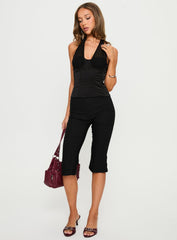 Ashely Sheer Corset Halter Top Black