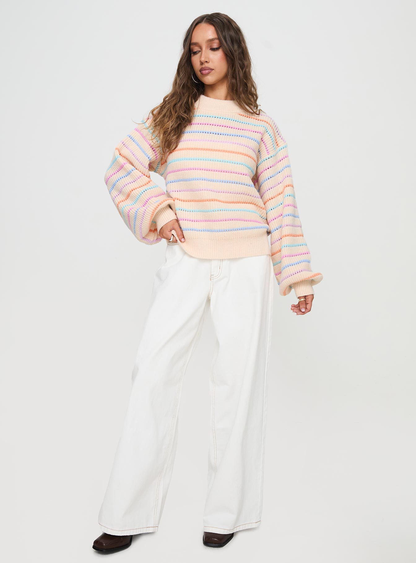 Harmony Balloon Sleeve Knit Sweater Multi