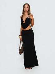 Almira Halter Plunge Maxi Dress Black
