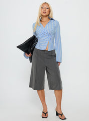Ameliah Long Sleeve Twist Shirt Blue Stripe