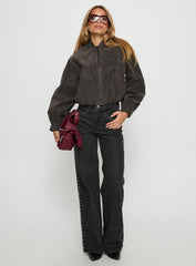 Saving Up Mid Rise Straight Leg Studded Jeans Jet Black