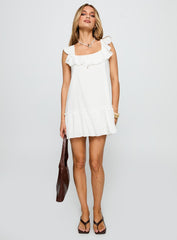 Alicen Frill Mini Dress White