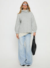 Let Love In Knit Sweater Grey