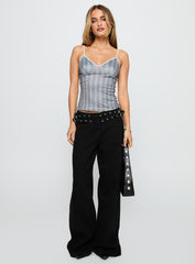Baccarat Mid Rise Wide Leg Belted Jeans Black