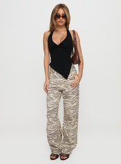 Top Model Low Rise Straight Leg Jeans Zebra