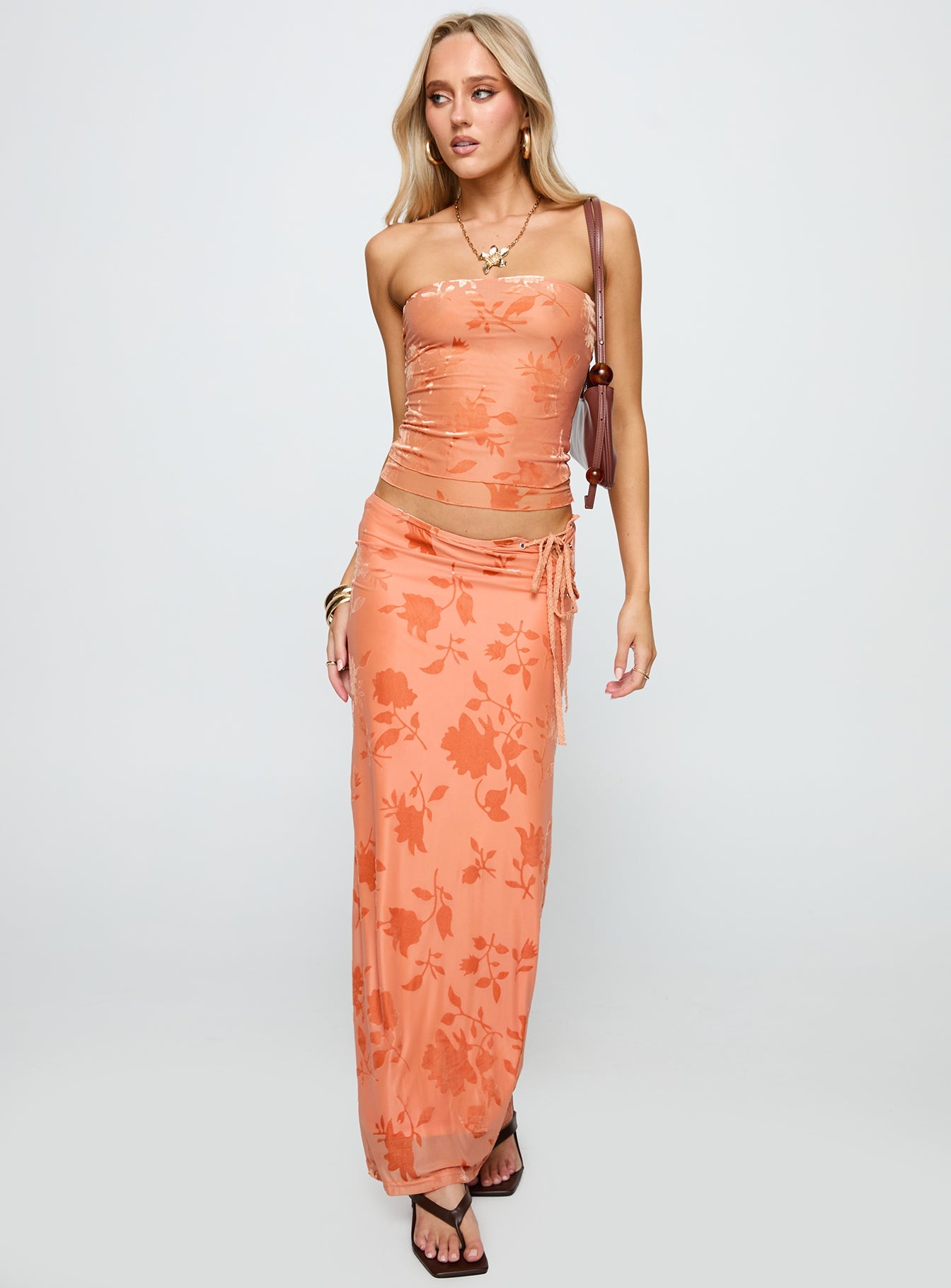 Mikah Strapless Top Orange