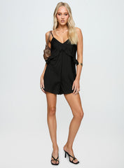 Diamonds Dancing Ruffle Detail Playsuit Black