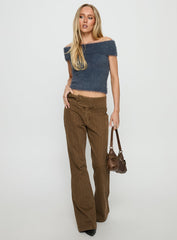 Thrill Ride Mid Rise Flare Jeans Washed Brown